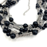 Black & Fractured Sparkle Sylvie Beaded Necklace from Leetie Lovendale