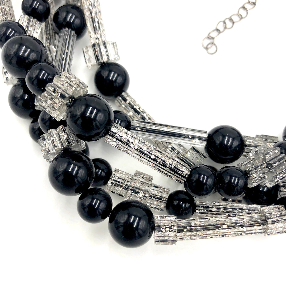 Black & Fractured Sparkle Sylvie Beaded Necklace from Leetie Lovendale