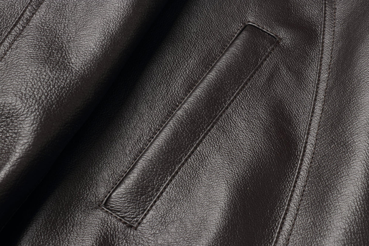 REED Men's American Style Bomber Genuine Leather Jacket - Imported from Reed Leather