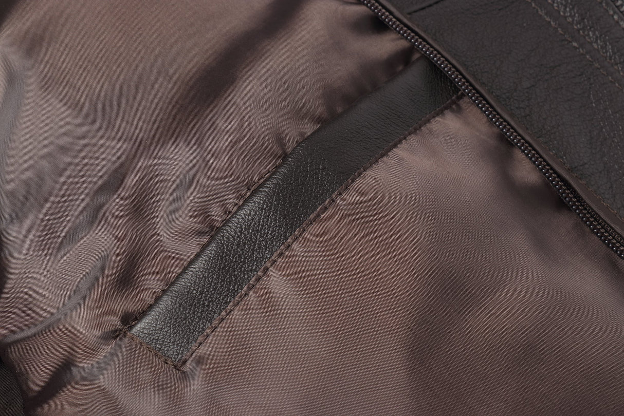 REED Men's American Style Bomber Genuine Leather Jacket - Imported from Reed Leather
