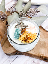Blessings Candle / Intention Candle / Good Luck / Soy Handpoured Candle/ Candle with Crystals / Botanical Candle / Essential Oil Candle  from Butter Me Up Organics