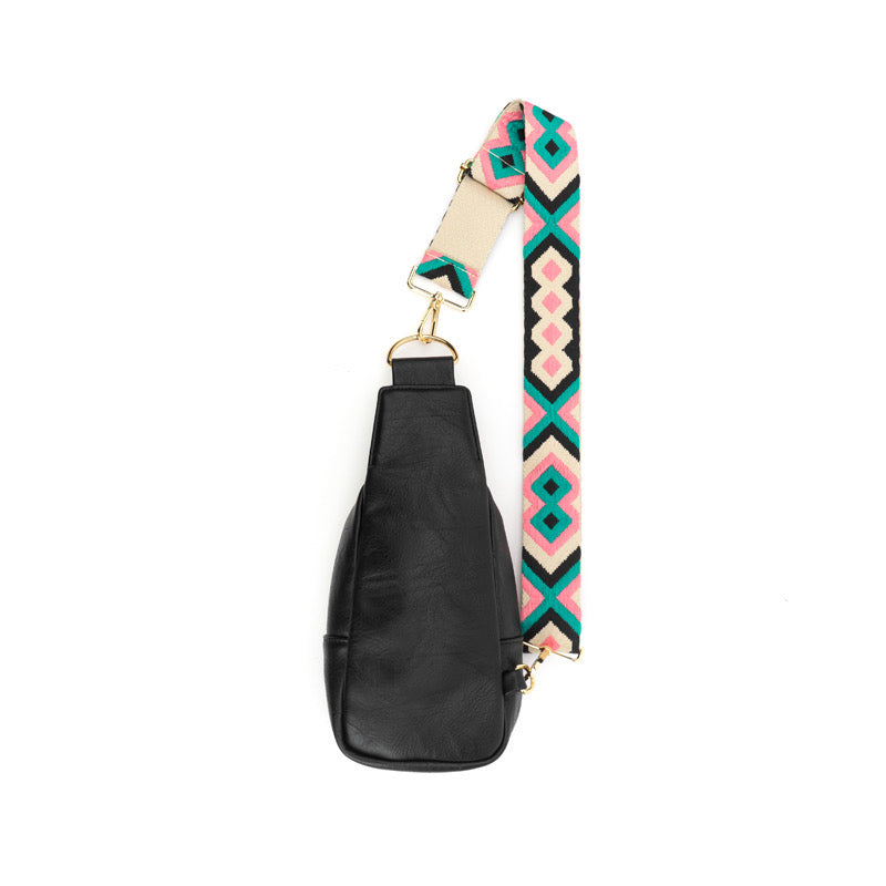 The Atlas | Zippered Sling Bag (Black) - Pick Your Strap from Babs+Birdie