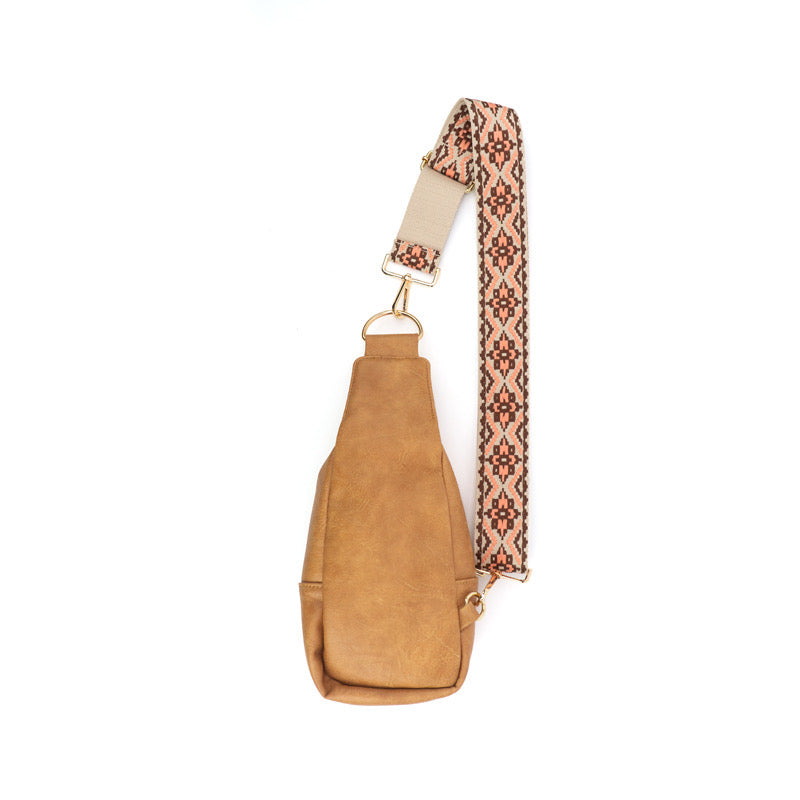 The Atlas | Zippered Sling Bag (Camel) - Pick Your Strap from Babs+Birdie
