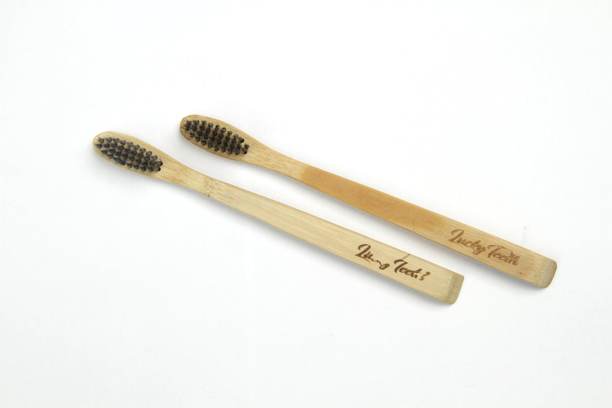 KIDS Bamboo Charcoal Toothbrush - Soft Bristles, BPA & Phthalates Free from Lucky Teeth