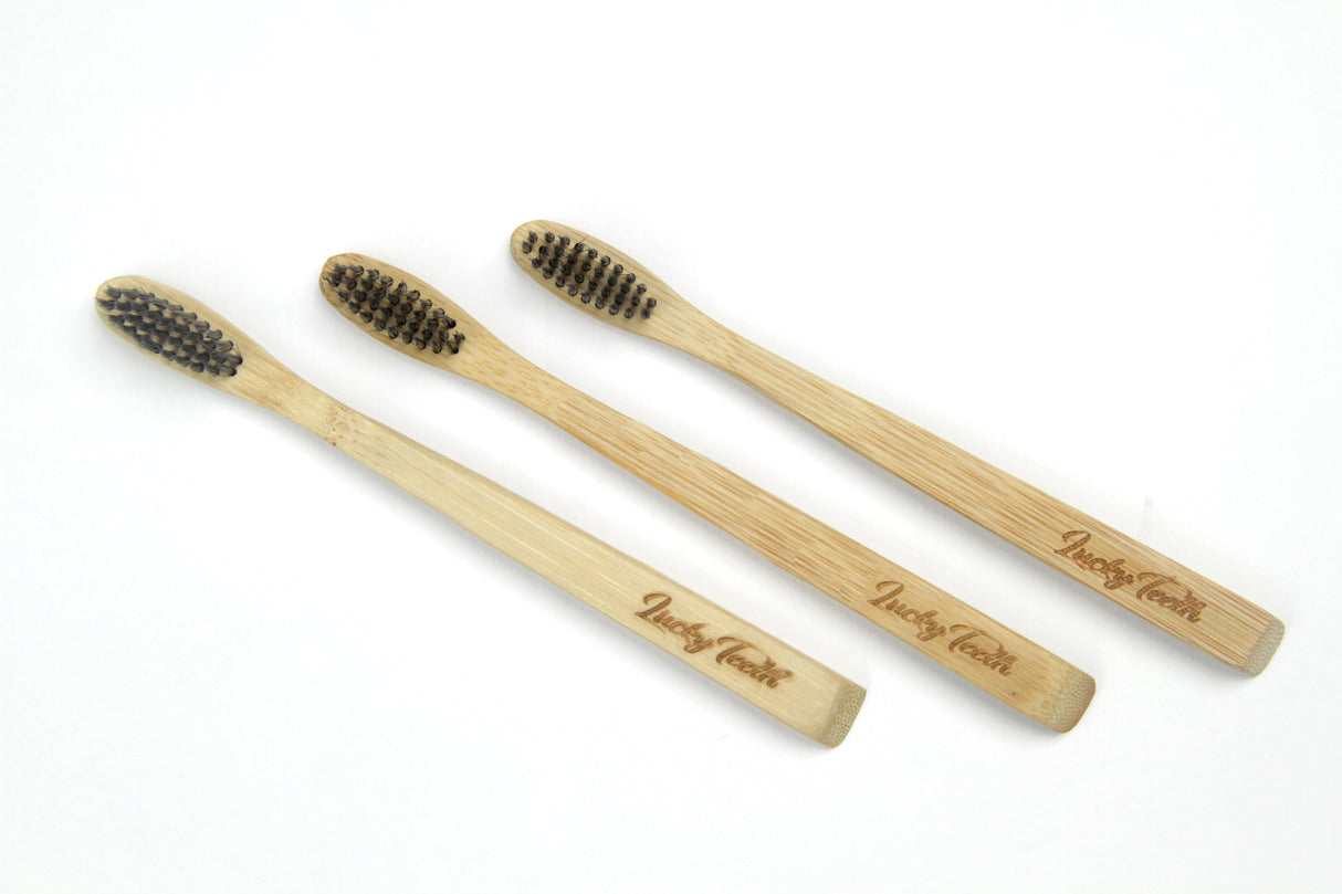 KIDS Bamboo Charcoal Toothbrush - Soft Bristles, BPA & Phthalates Free from Lucky Teeth