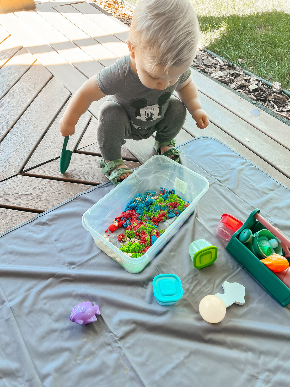 Solid Slate Minimalist Splash Mat - A Waterproof Catch-All for Highchair Spills and More! from BapronBaby