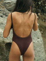 BALBOA THIN STRAP ONE PIECE - CHOCOLATE BROWN from ELYSIIAN