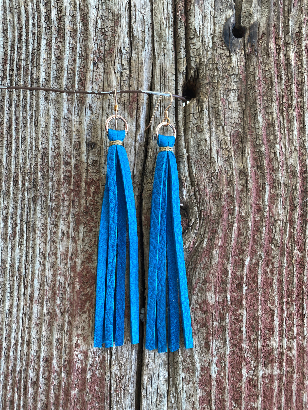 14112 Leather Tassel Earrings