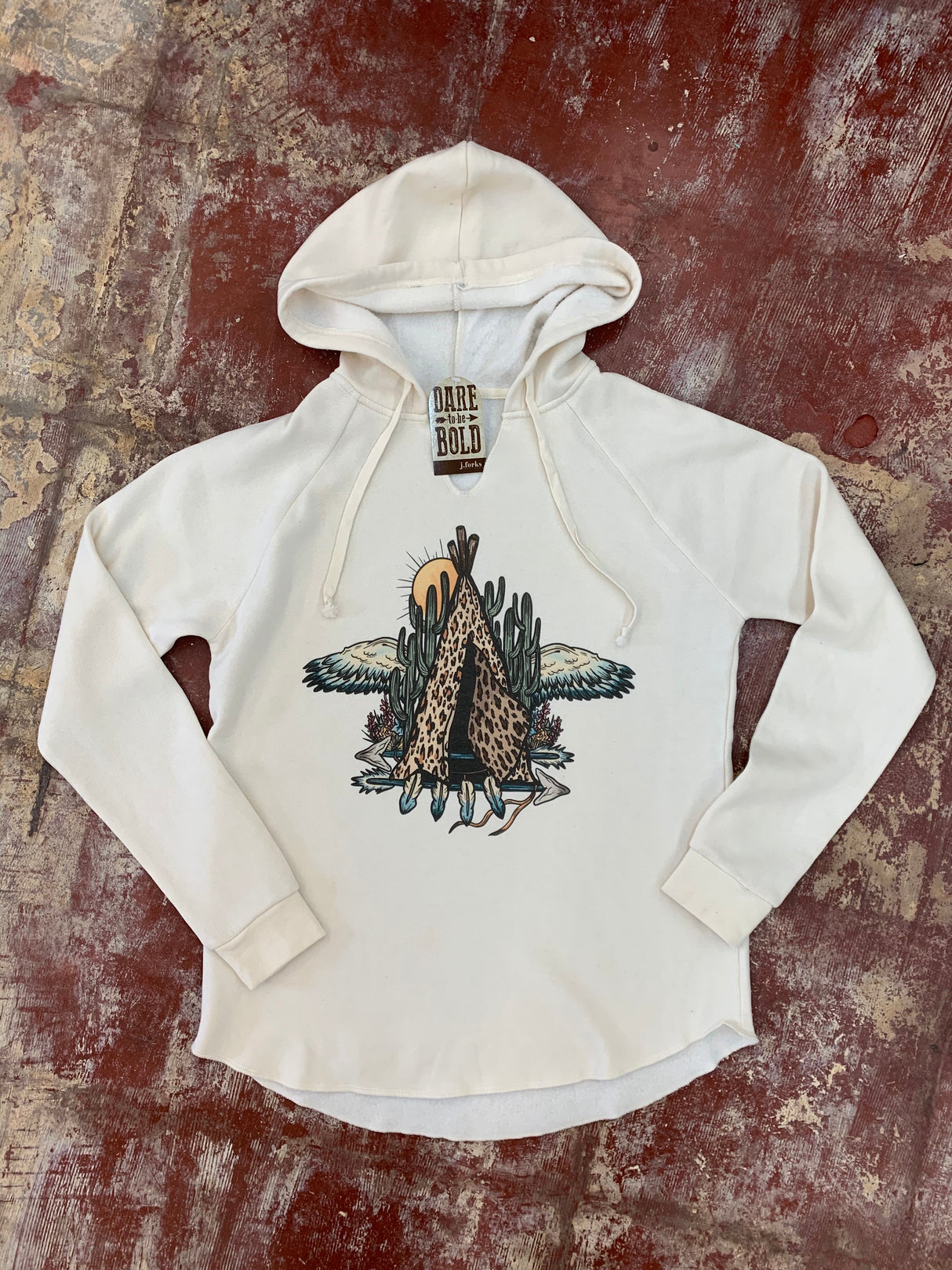 1626 Hooded Pullover Boho Tipi Sweatshirt from J.Forks Designs