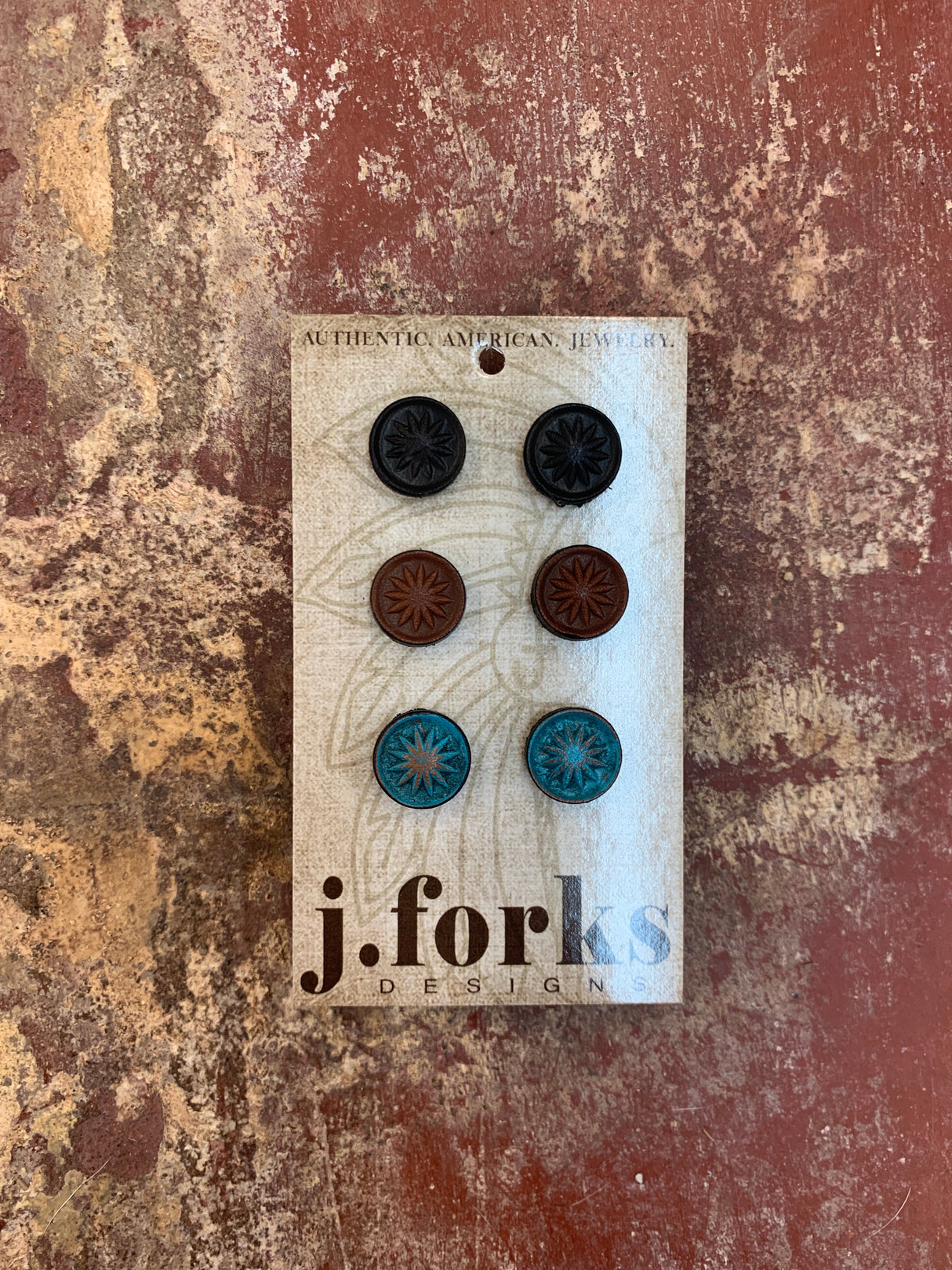 15811 Leather Stud Earrings 3 Pack from J.Forks Designs