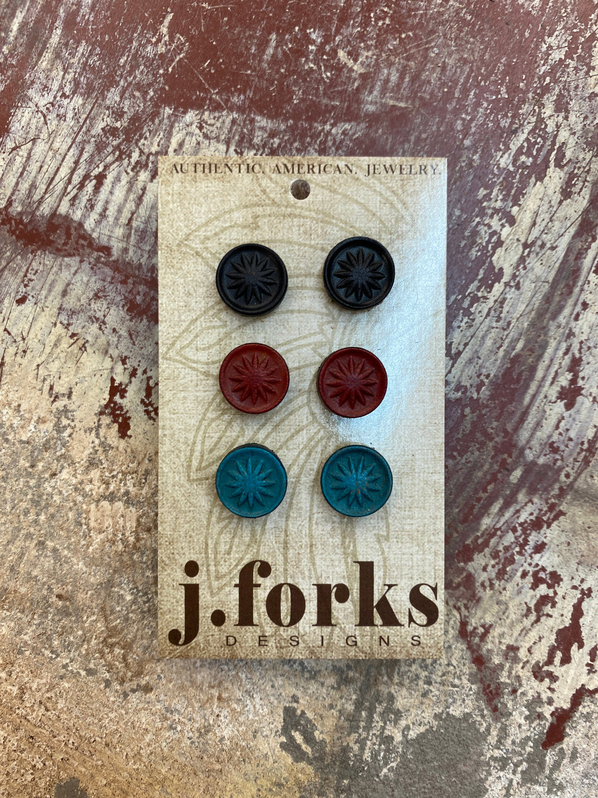15811 Leather Stud Earrings 3 Pack from J.Forks Designs