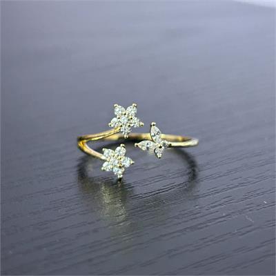 Flower & Star Open Band Ring through MARKET