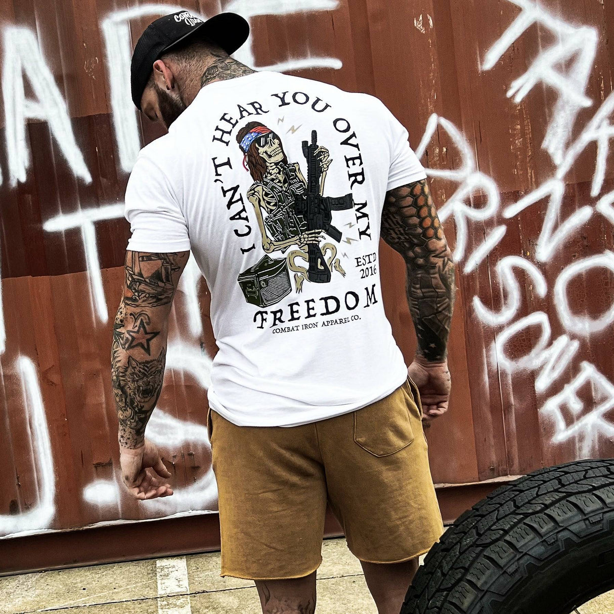 I Can't Hear You Over My Freedom AR Guitar Men's T-Shirt From Combat Iron Apparel