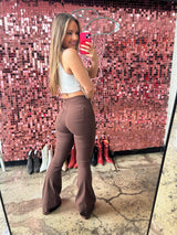 Fiona High Waisted Bell Bottom Flare Jeans - Chocolate Brown From Willow Boutique