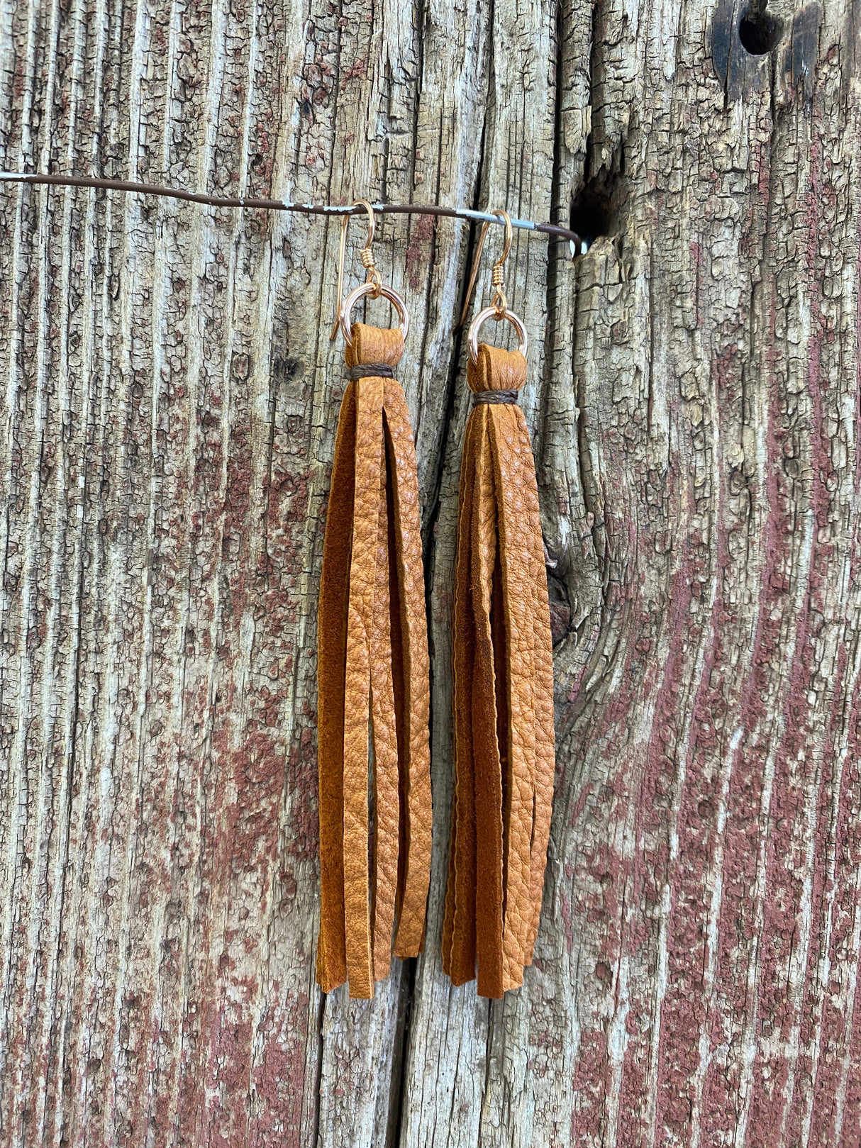 14112 Leather Tassel Earrings