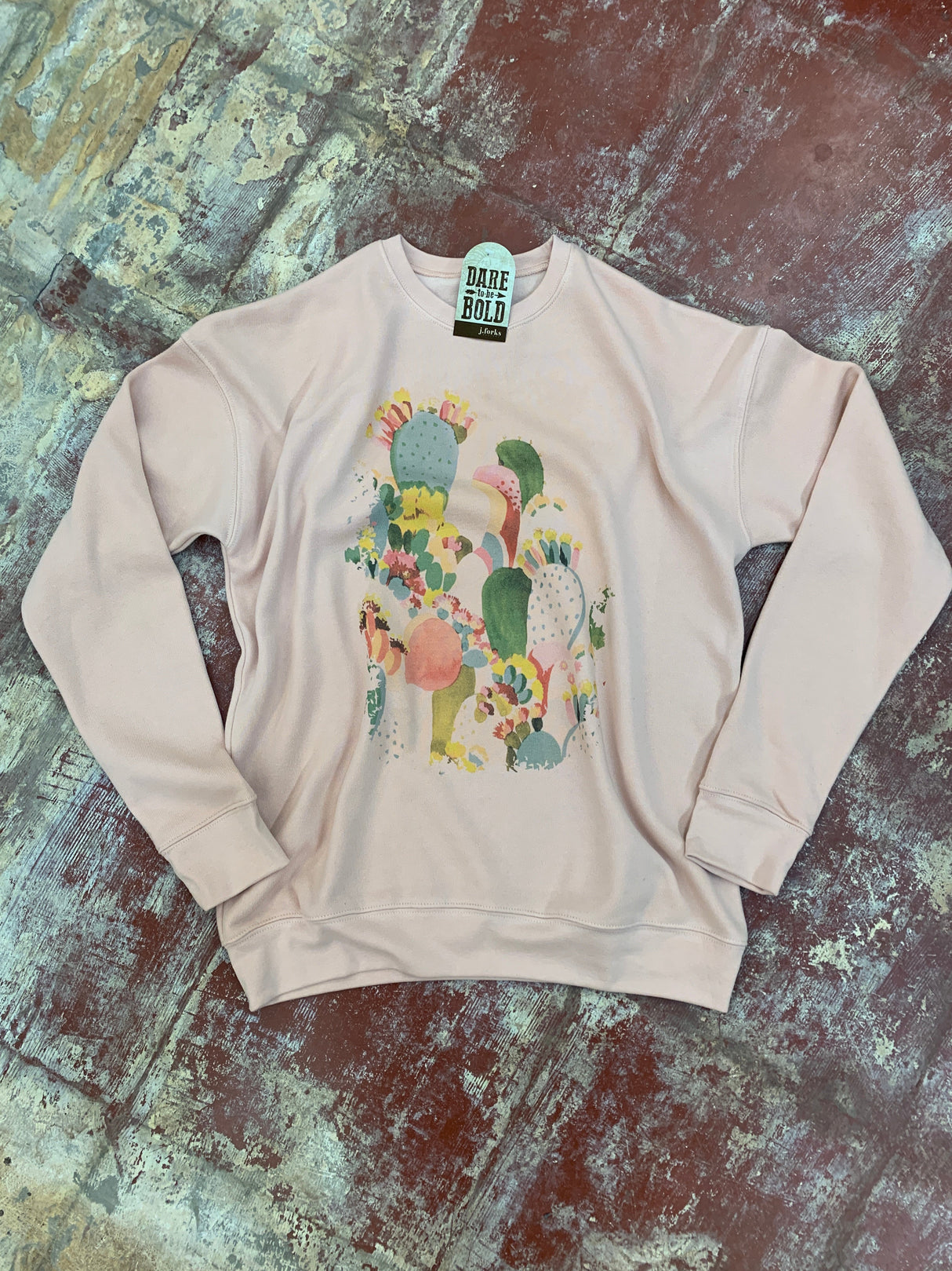 1328 Pastel Cactus Sweatshirt from J.Forks Designs