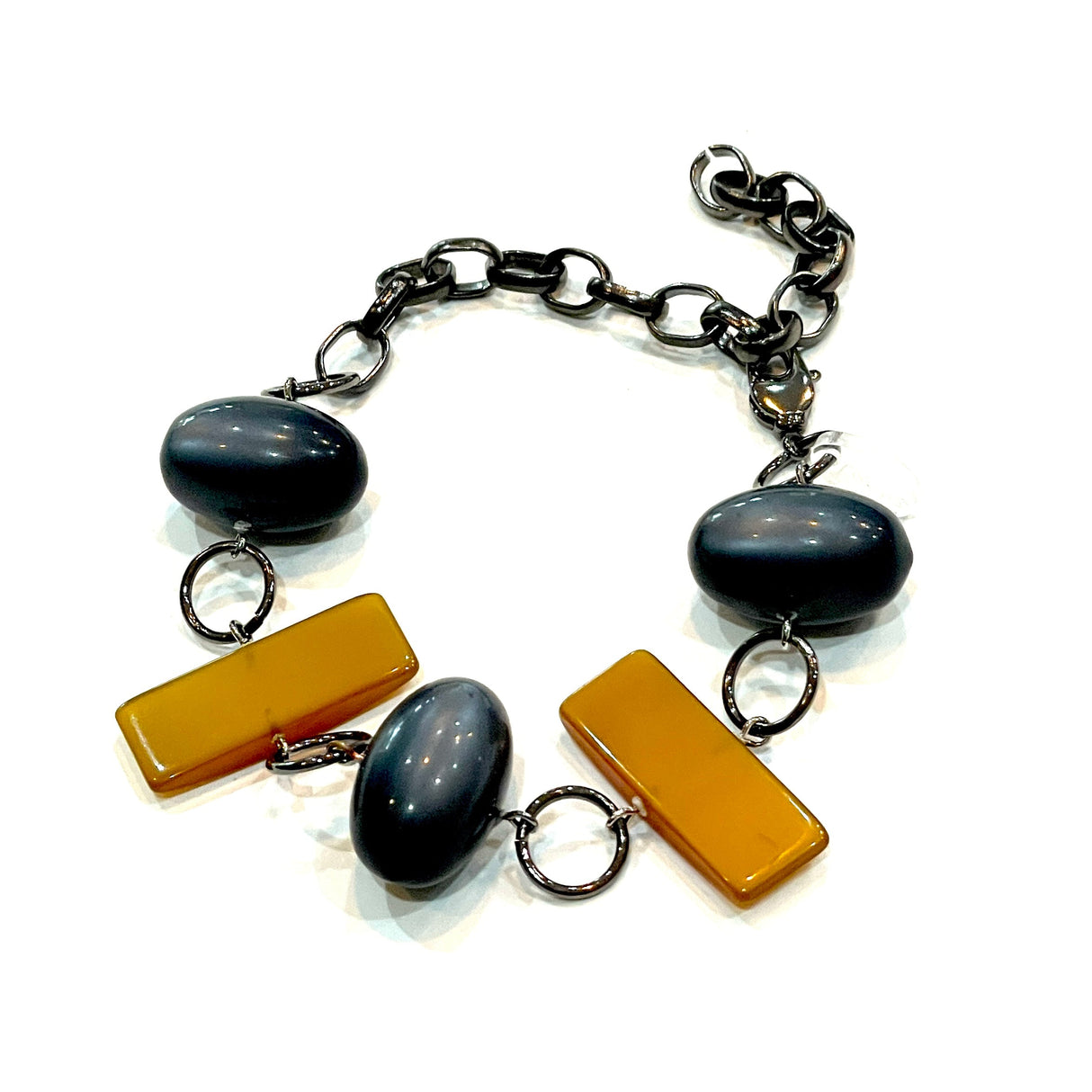 Charcoal & Gold Geo Moonglow Stations Bracelet from Leetie Lovendale