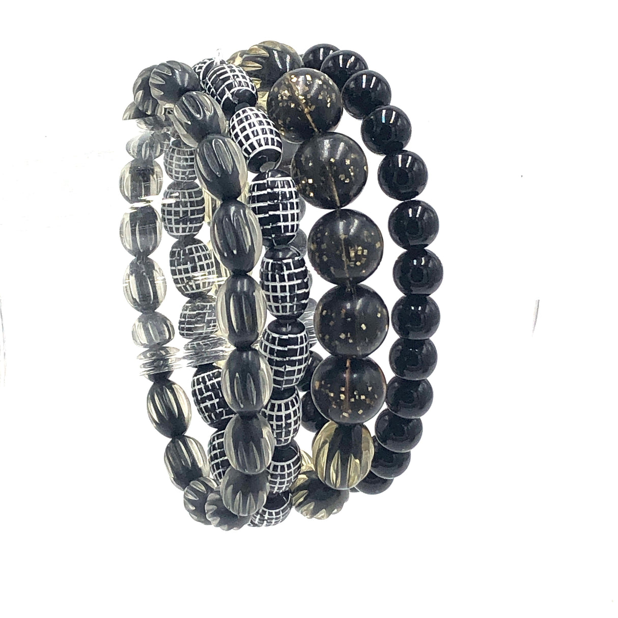 Black & Bling Stack & Stretch Bracelets Set from Leetie Lovendale