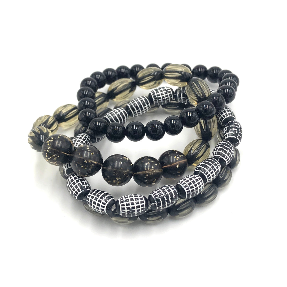 Black & Bling Stack & Stretch Bracelets Set from Leetie Lovendale
