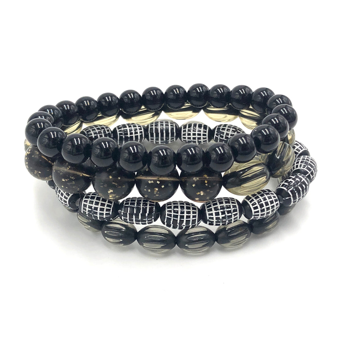 Black & Bling Stack & Stretch Bracelets Set from Leetie Lovendale