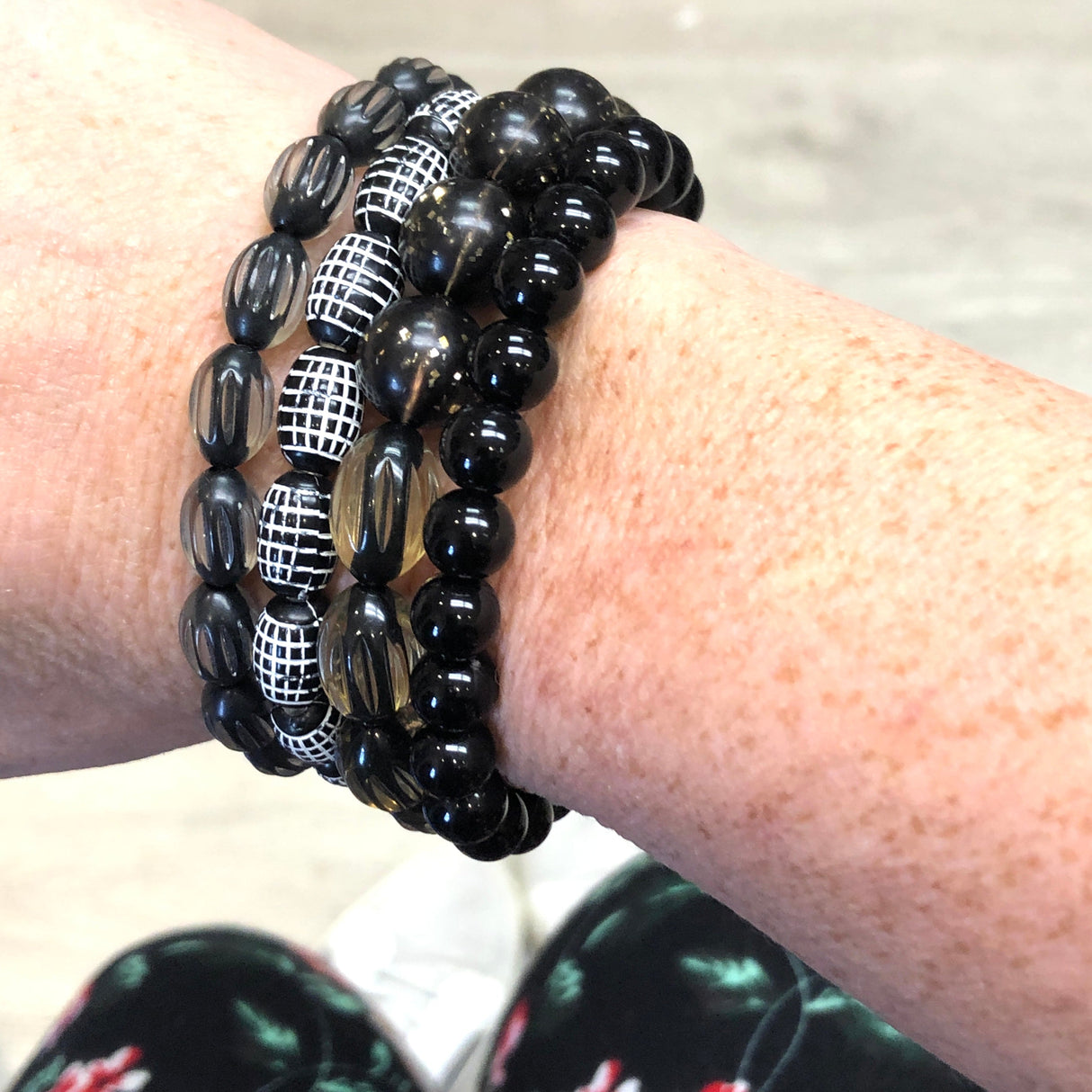 Black & Bling Stack & Stretch Bracelets Set from Leetie Lovendale