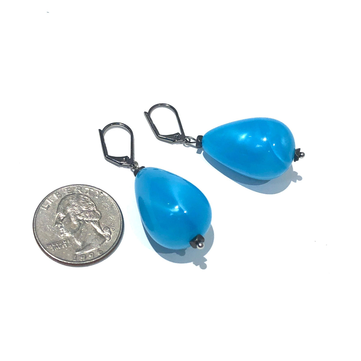 Aqua Blue Aura Glow Nola Earrings from Leetie Lovendale