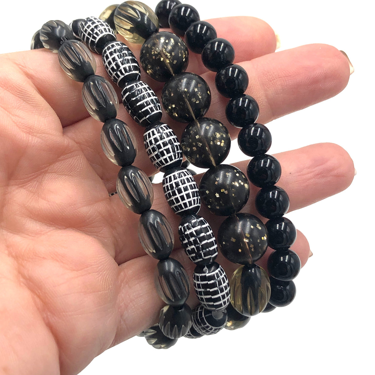 Black & Bling Stack & Stretch Bracelets Set from Leetie Lovendale