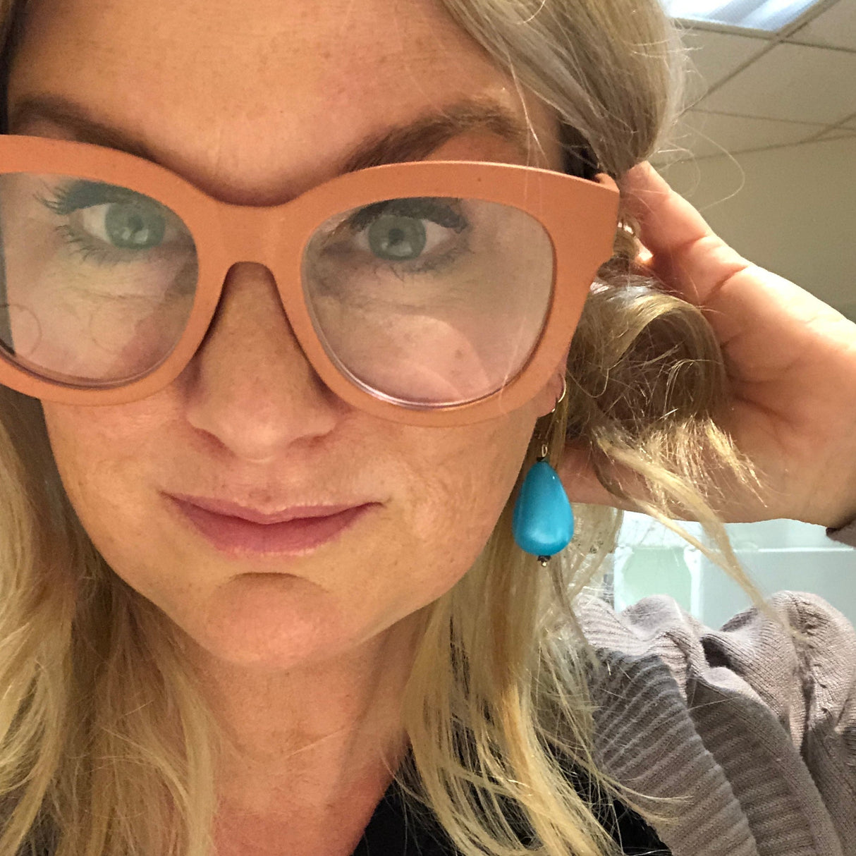 Aqua Blue Aura Glow Nola Earrings from Leetie Lovendale