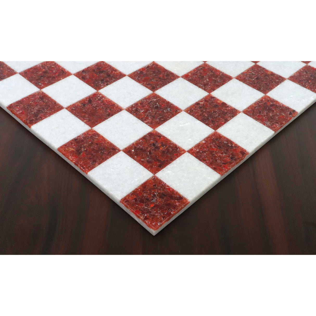 Borderless Marble Stone Luxury Chess Board 18'' - Red and White  From Royal Chess Mall