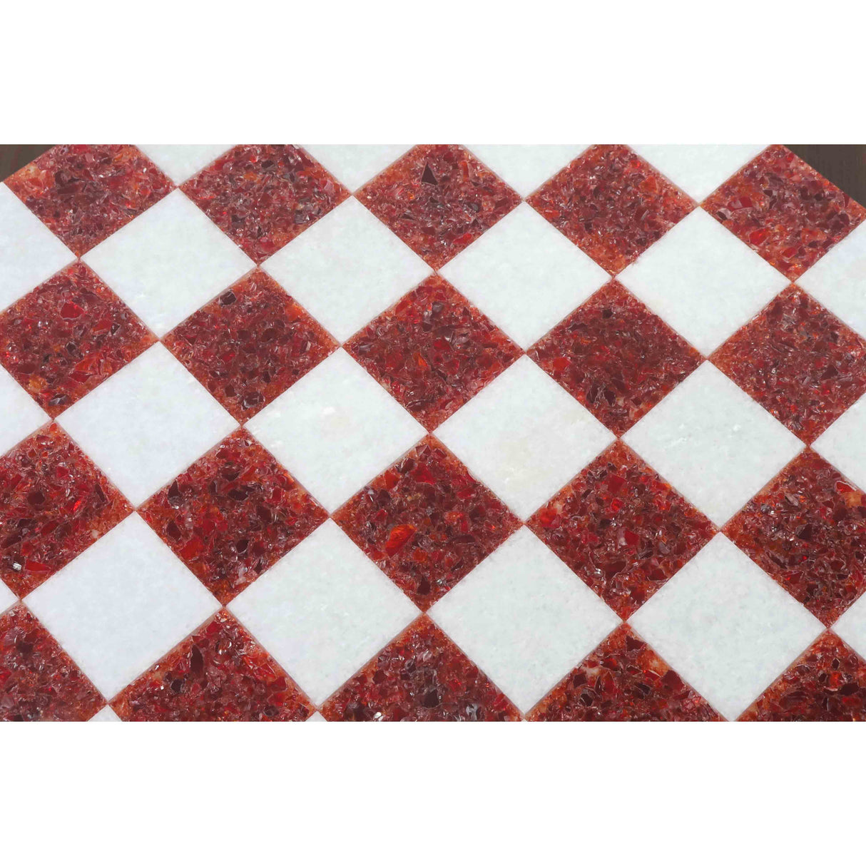 Borderless Marble Stone Luxury Chess Board 18'' - Red and White  From Royal Chess Mall