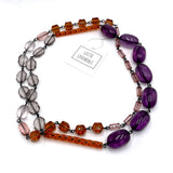 Amethyst & Amber Beaded Rosary Chain Rope Necklace from Leetie Lovendale