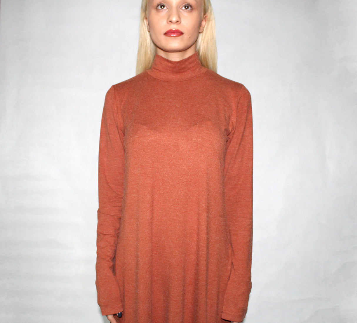 Turtle neck dress long sleeve with side slits from EBRU Home