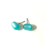 Aqua Blue Green Moonglow Oval Stud Earrings from Leetie Lovendale