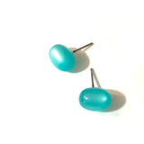 Aqua Blue Green Moonglow Oval Stud Earrings from Leetie Lovendale