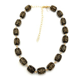 Black & Gold Etched Amelia Necklace from Leetie Lovendale
