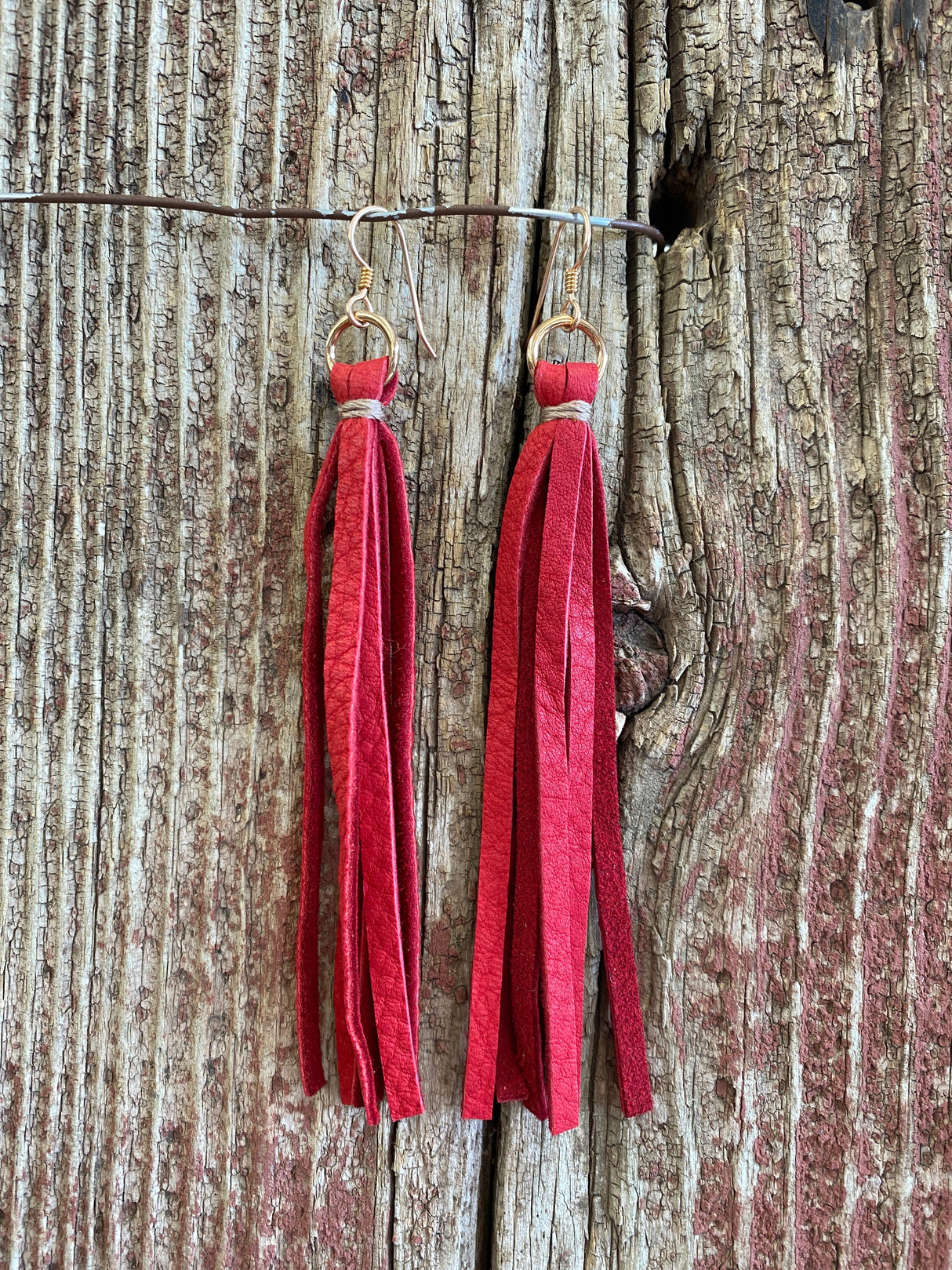 14112 Leather Tassel Earrings