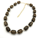 Black & Gold Etched Amelia Necklace from Leetie Lovendale