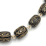 Black & Gold Etched Amelia Necklace from Leetie Lovendale