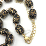 Black & Gold Etched Amelia Necklace from Leetie Lovendale
