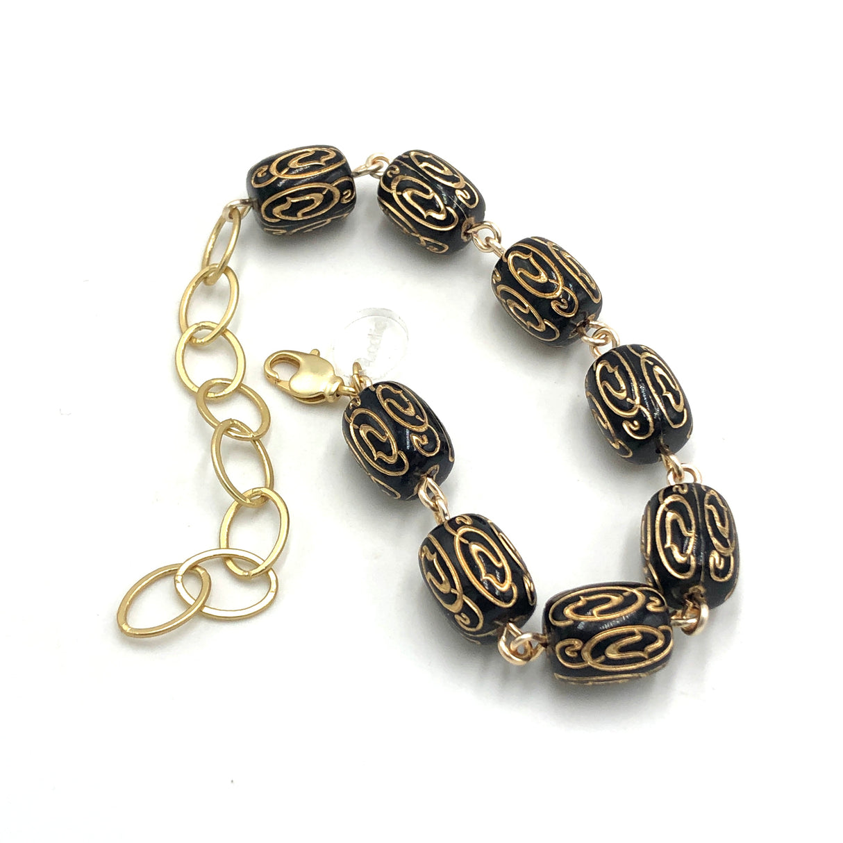 Black & Gold Etched Betsy Bracelet from Leetie Lovendale