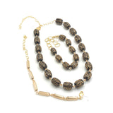 Black & Gold Etched Amelia Necklace from Leetie Lovendale