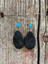 16606 American Alligator & Turq Earrings from J.Forks Designs