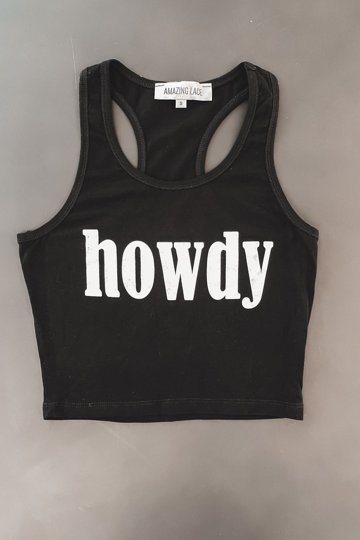 Howdy Fitted Cropped Rodeo Tank Top from Amazing Lace