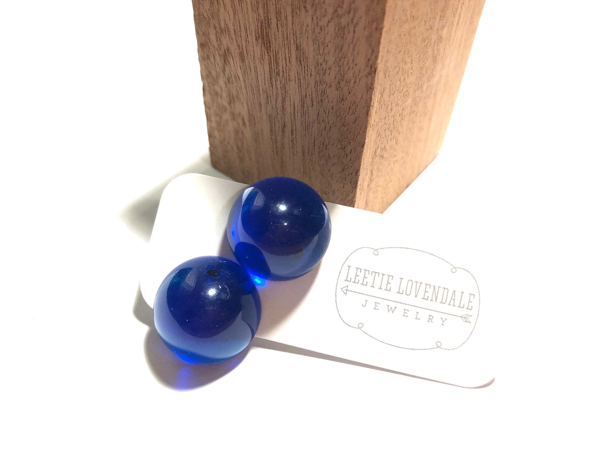 Aqua Blue Large Gumdrop Stud Earrings from Leetie Lovendale