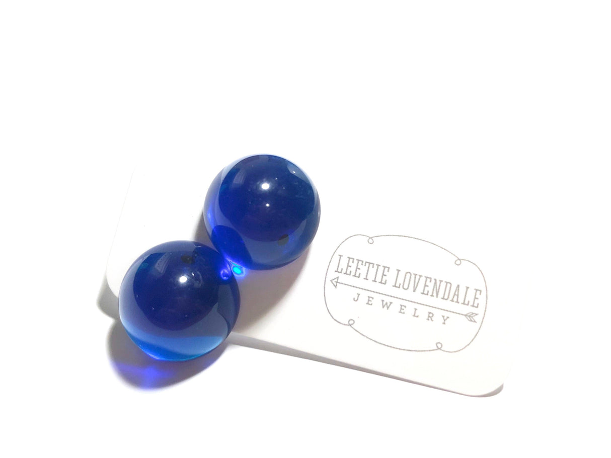 Aqua Blue Large Gumdrop Stud Earrings from Leetie Lovendale
