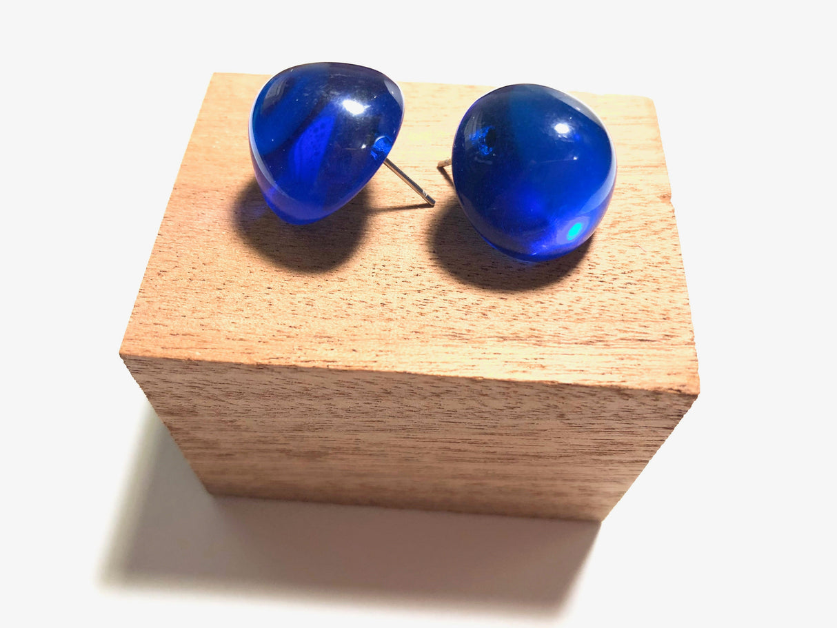 Aqua Blue Large Gumdrop Stud Earrings from Leetie Lovendale