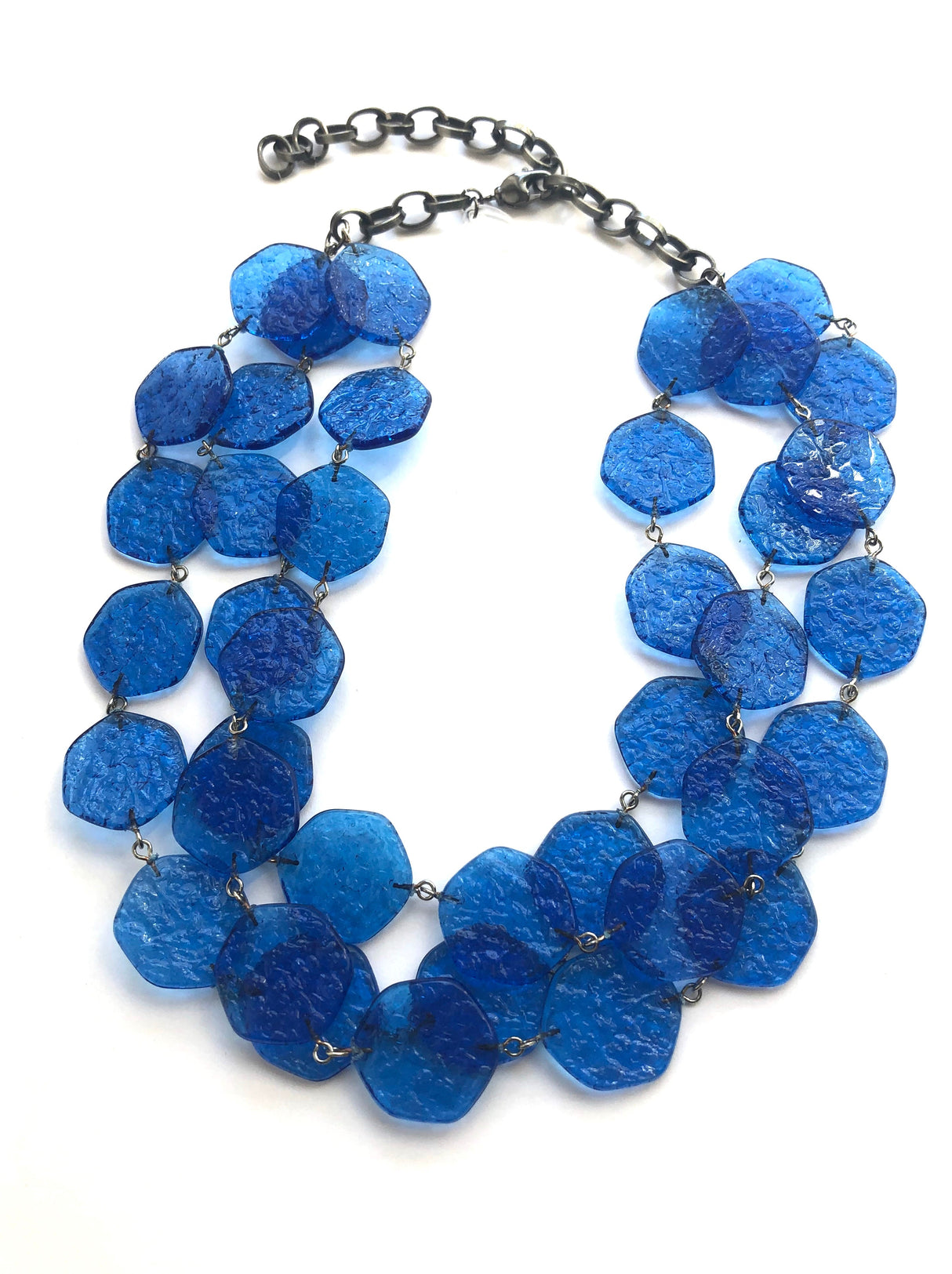 Aqua Blue 'Stained Glass' Ice Chip Necklace from Leetie Lovendale