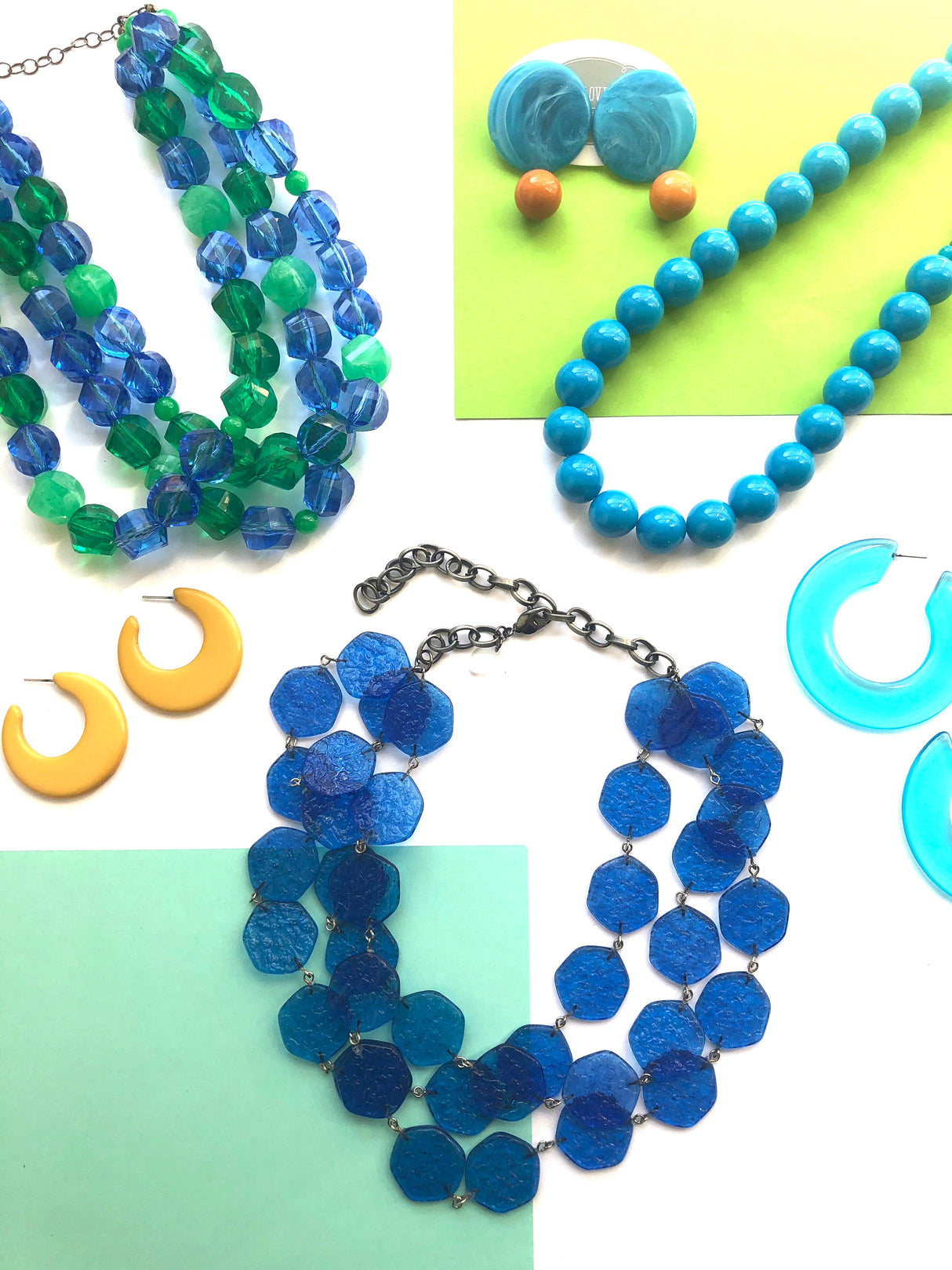 Aqua Blue 'Stained Glass' Ice Chip Necklace from Leetie Lovendale