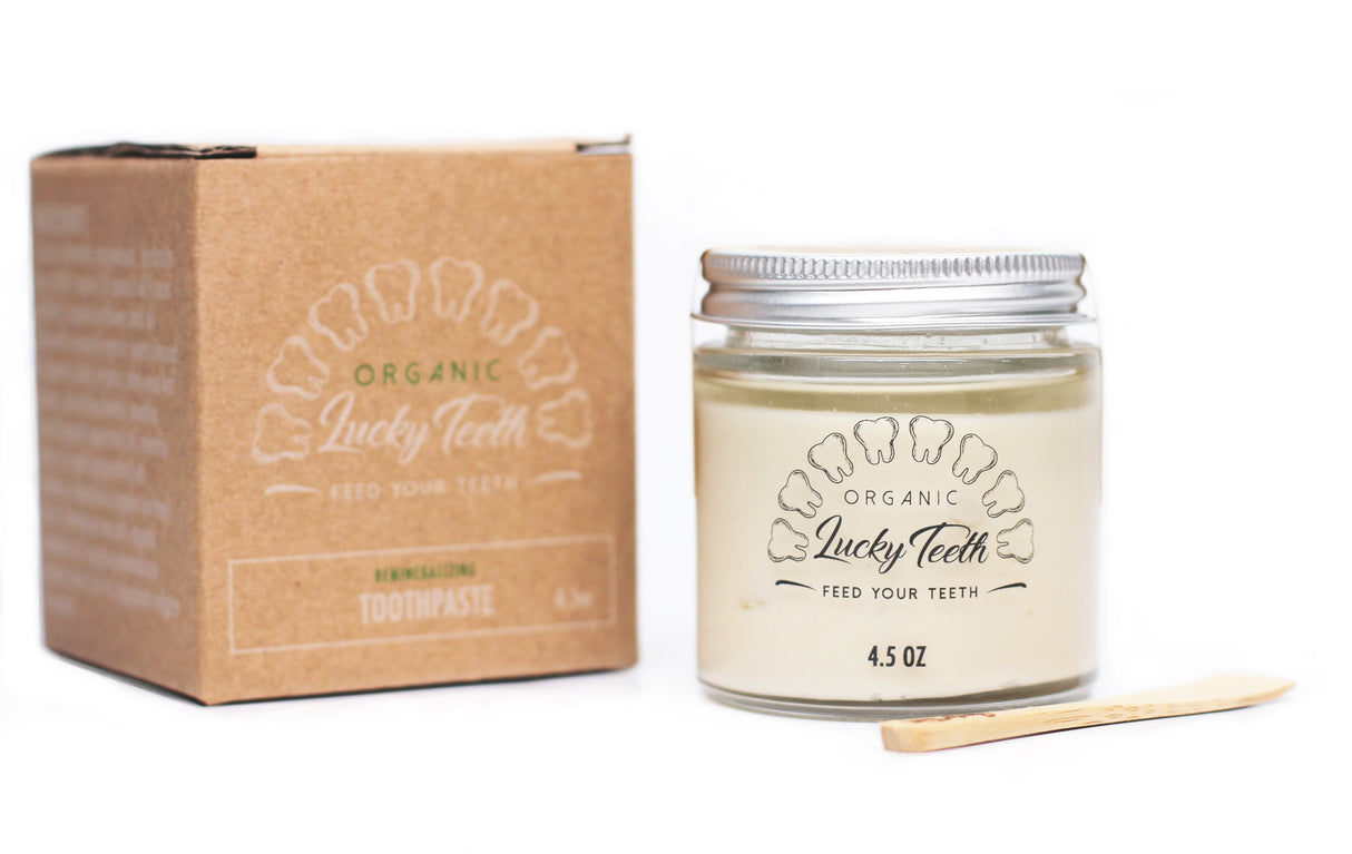 Organic Remineralizing Toothpaste in Glass Jar - Fluoride Free Toothpaste From Lucky Teeth