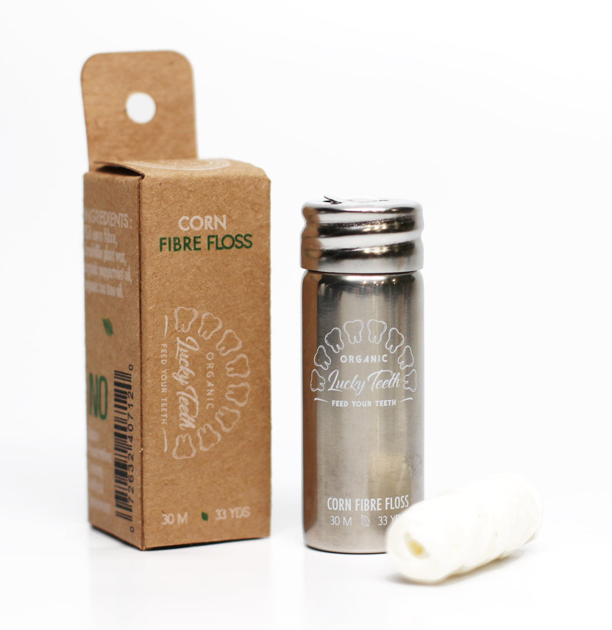PLA Fibre Floss in Stainless Steel Container- Vegan.  30 m / 33 yd from Lucky Teeth